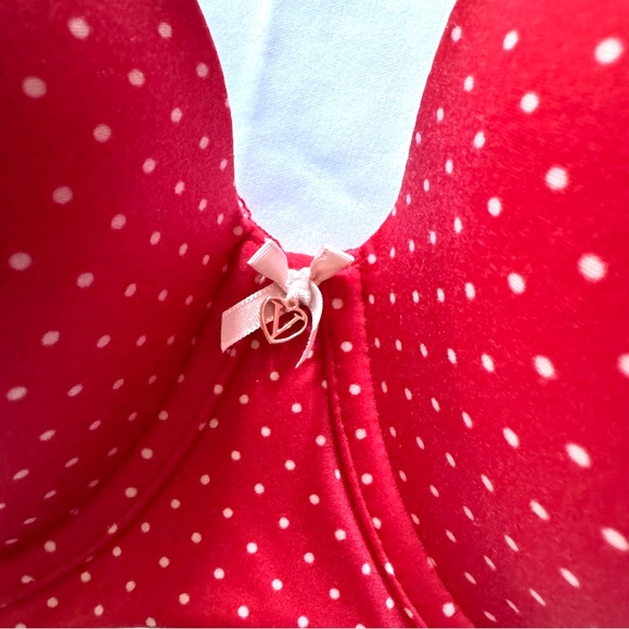 Body by Victoria Victoria’s Secret Red Swiss Dot Lined Demi Bra 36DD - Picture 2 of 5